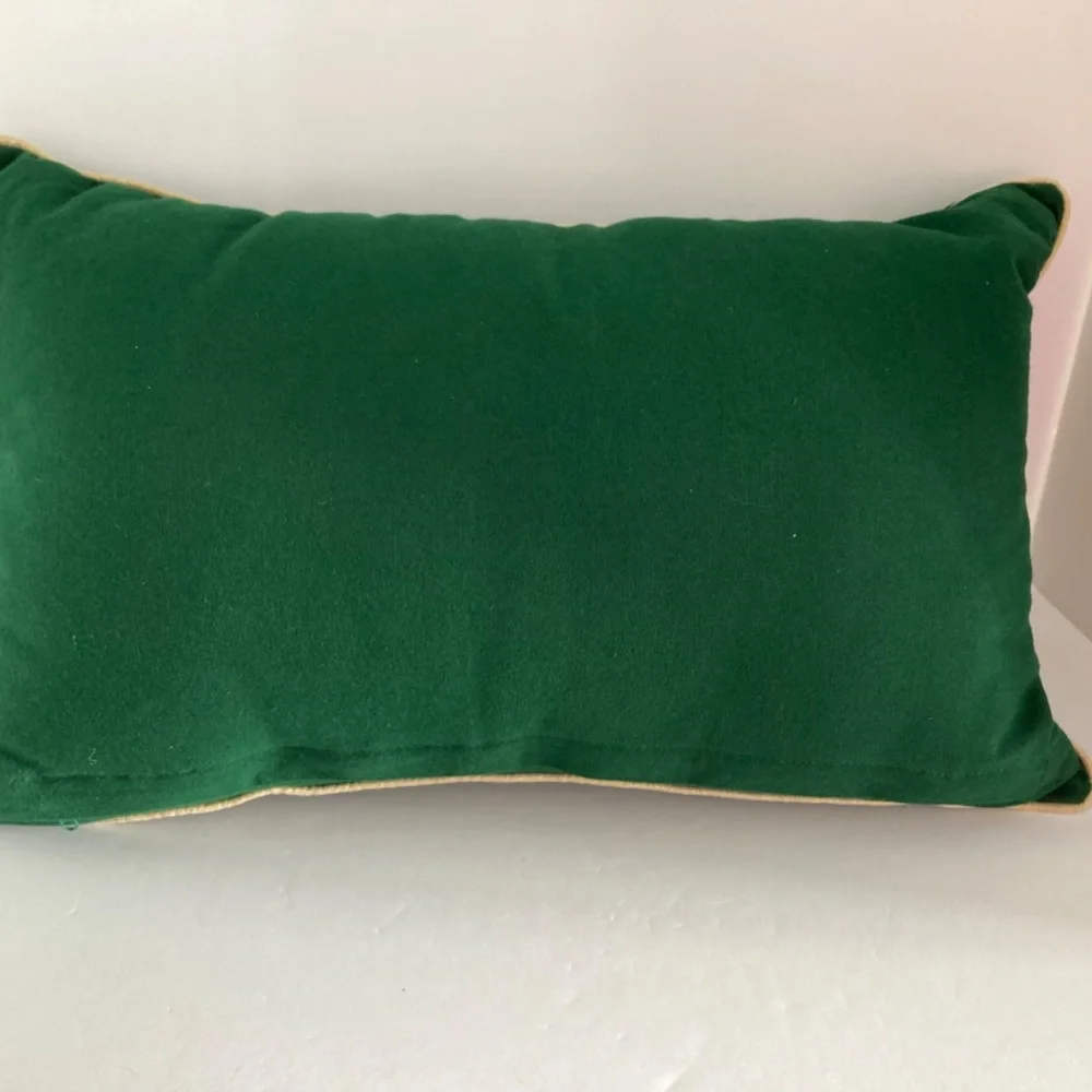 Rachel Ashwell Velvet Beaded Christmas Trees Throw Pillow 14x22 Green EUC